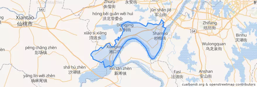 Mapa de ubicacion de 한난구.