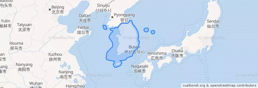 Mapa de ubicacion de Corea del Sud.