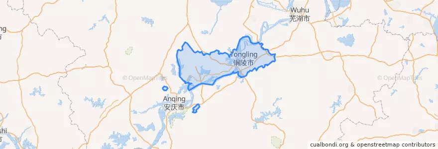 Mapa de ubicacion de 铜陵市.