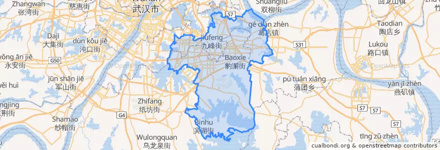Mapa de ubicacion de 东湖新技术开发区（托管）.