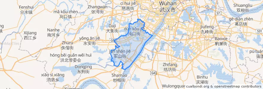Mapa de ubicacion de 武汉经济技术开发区（托管）.