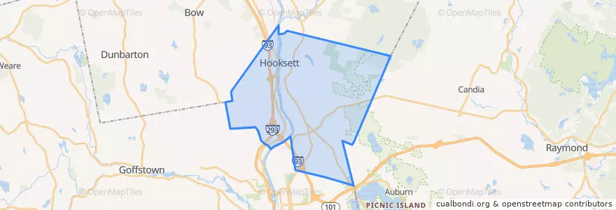 Mapa de ubicacion de Hooksett.