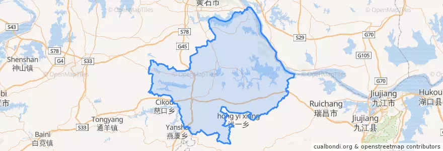 Mapa de ubicacion de 阳新县.