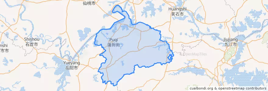 Mapa de ubicacion de 咸寧市.