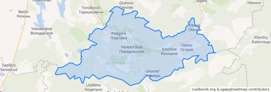 Mapa de ubicacion de Передольское сельское поселение.