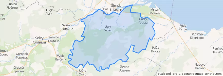Mapa de ubicacion de Подгощское сельское поселение.