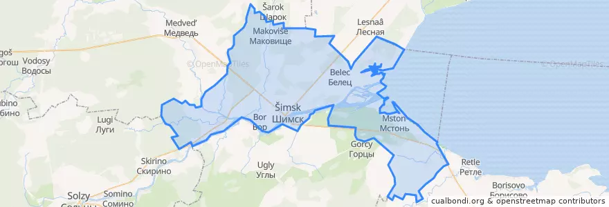 Mapa de ubicacion de Шимское городское поселение.