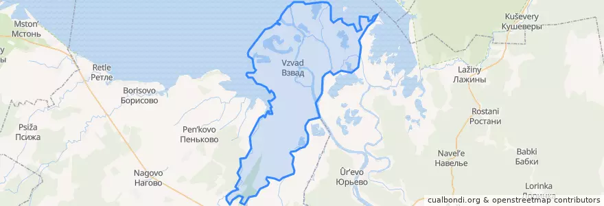 Mapa de ubicacion de Взвадское сельское поселение.