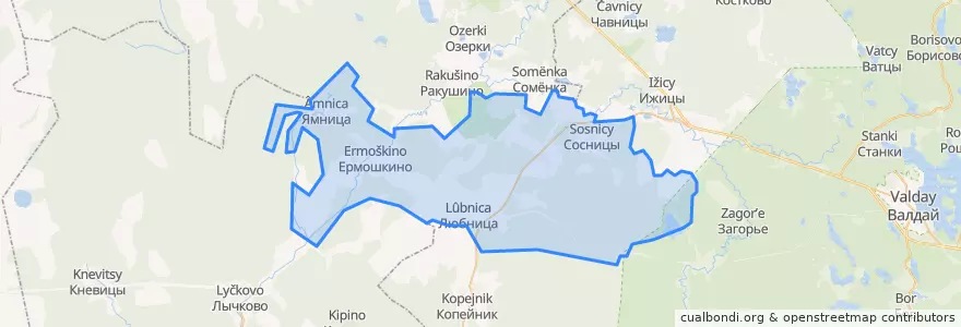 Mapa de ubicacion de Любницкое сельское поселение.