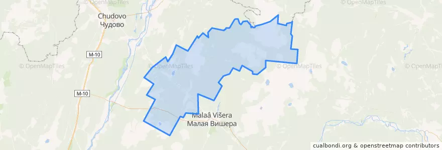 Mapa de ubicacion de Большевишерское городское поселение.