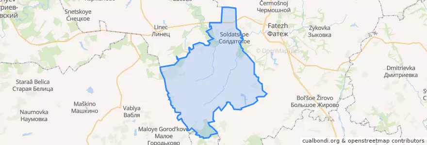 Mapa de ubicacion de Солдатский сельсовет.