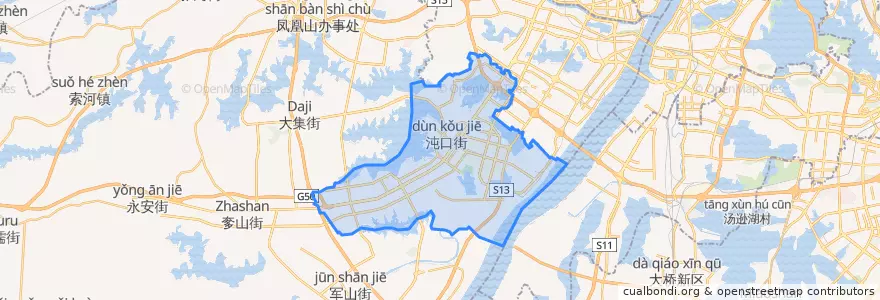 Mapa de ubicacion de 沌口街道.