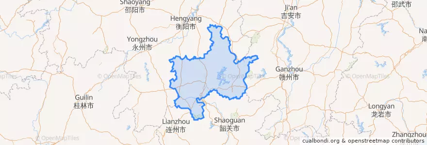 Mapa de ubicacion de 郴州市 (Chenzhou).