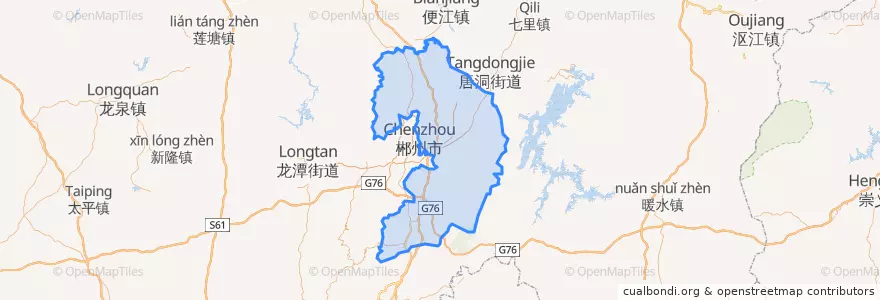 Mapa de ubicacion de 苏仙区 (Suxian).