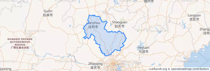 Mapa de ubicacion de 清远市 (Qingyuan).