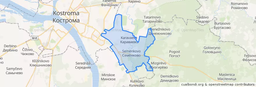 Mapa de ubicacion de Караваевское сельское поселение.