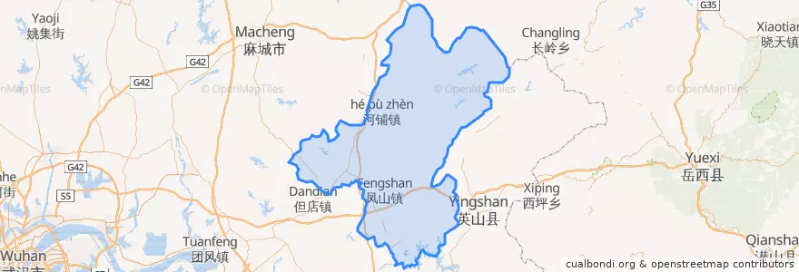 Mapa de ubicacion de Xian de Luotian.