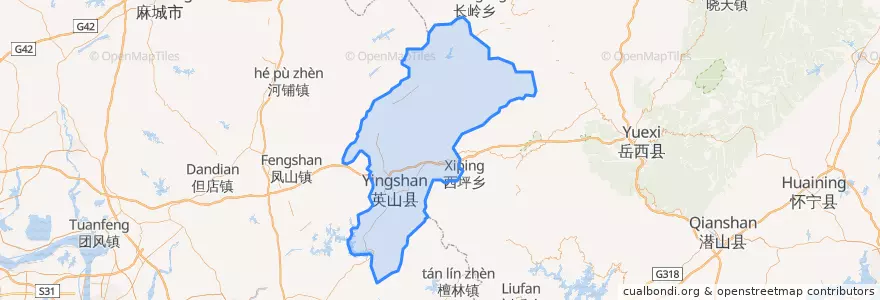 Mapa de ubicacion de Yingshan County.