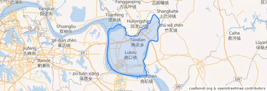 Mapa de ubicacion de 황저우구.