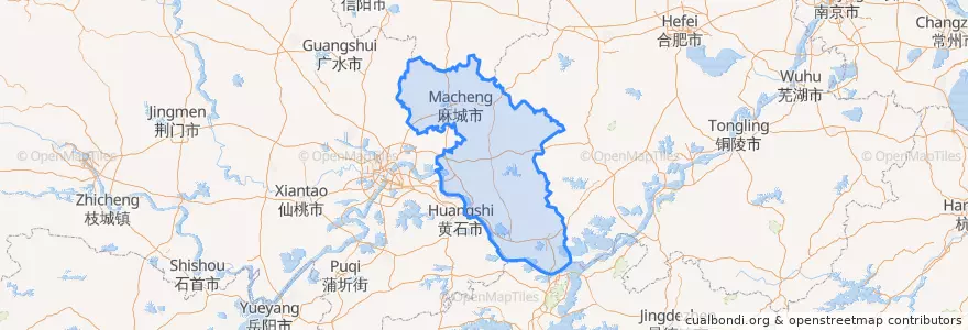 Mapa de ubicacion de Huanggang.