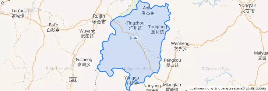 Mapa de ubicacion de Changting.