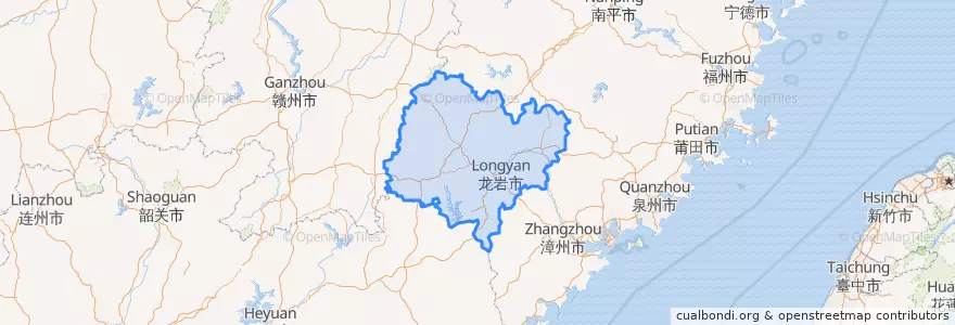 Mapa de ubicacion de Longyan City.