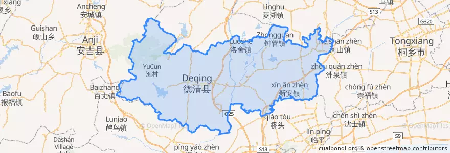 Mapa de ubicacion de 德清县 (Deqing).