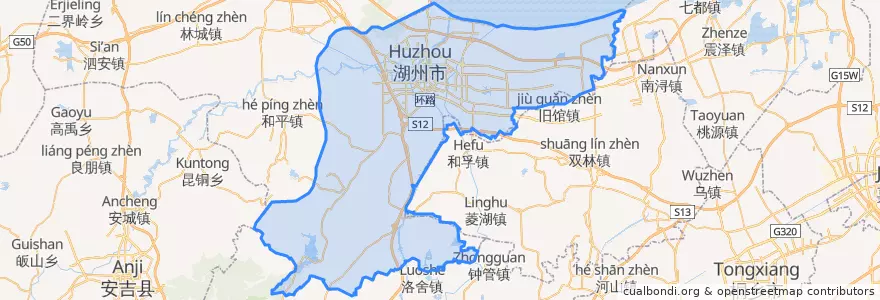 Mapa de ubicacion de 吴兴区.