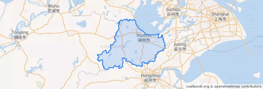 Mapa de ubicacion de Huzhou.