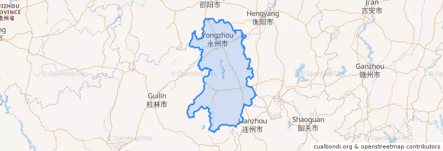 Mapa de ubicacion de 永州市.
