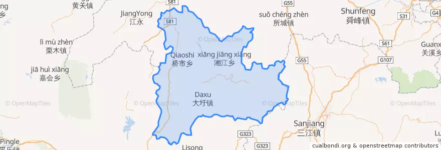 Mapa de ubicacion de 江华瑶族自治县 (Jianghua).