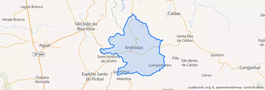 Mapa de ubicacion de Andradas.