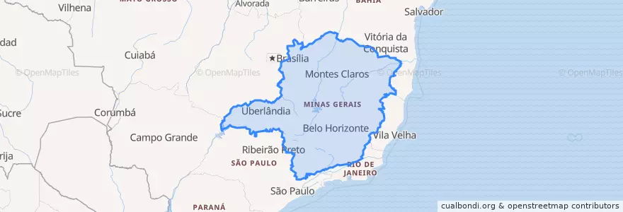 Mapa de ubicacion de ميناس جيرايس.