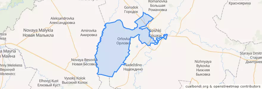 Mapa de ubicacion de сельское поселение Орловка.