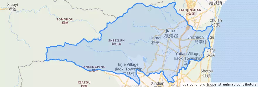 Mapa de ubicacion de Jiaoxi Township.