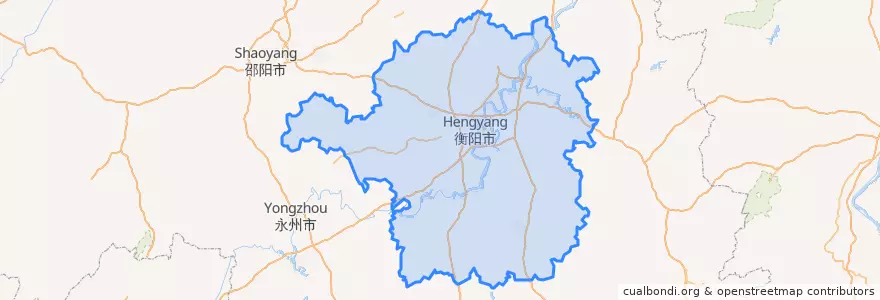 Mapa de ubicacion de 衡阳市.