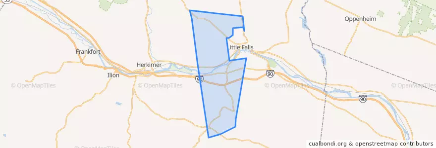 Mapa de ubicacion de Town of Little Falls.