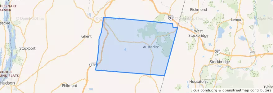 Mapa de ubicacion de Town of Austerlitz.