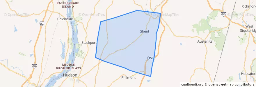 Mapa de ubicacion de Town of Ghent.