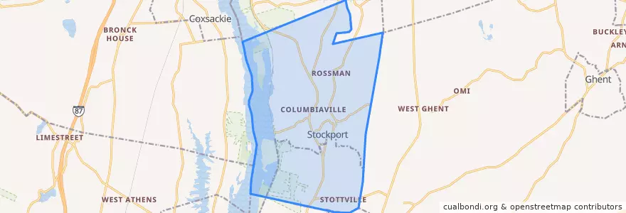 Mapa de ubicacion de Town of Stockport.