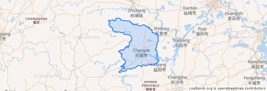 Mapa de ubicacion de Changde City.