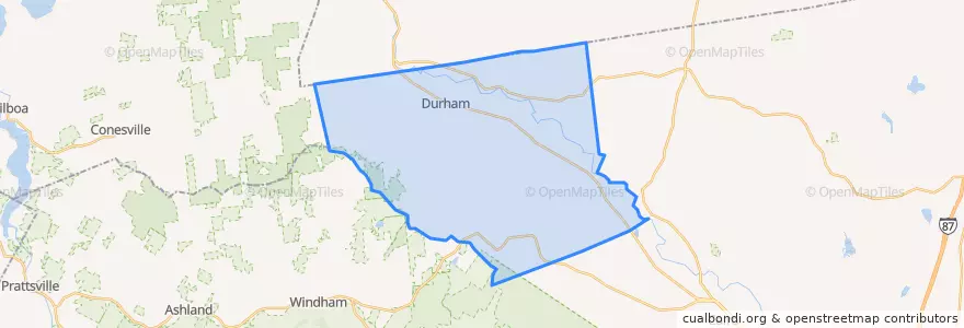 Mapa de ubicacion de Town of Durham.