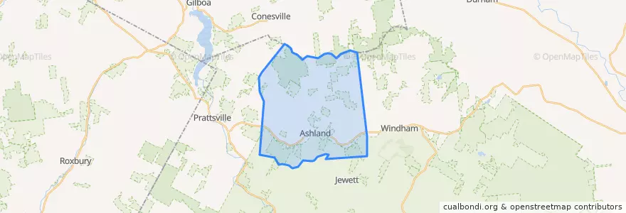 Mapa de ubicacion de Town of Ashland.