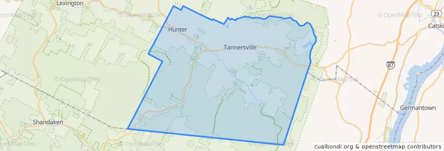 Mapa de ubicacion de Town of Hunter.