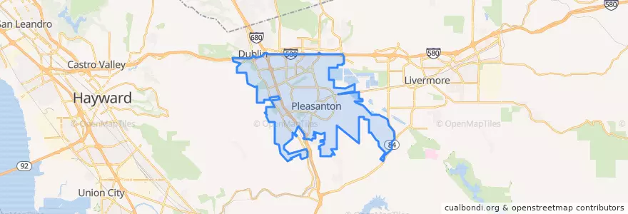 Mapa de ubicacion de Pleasanton.