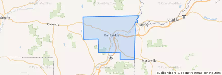 Mapa de ubicacion de Town of Bainbridge.