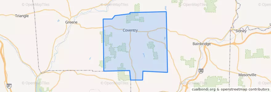 Mapa de ubicacion de Town of Coventry.