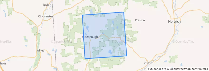 Mapa de ubicacion de Town of McDonough.
