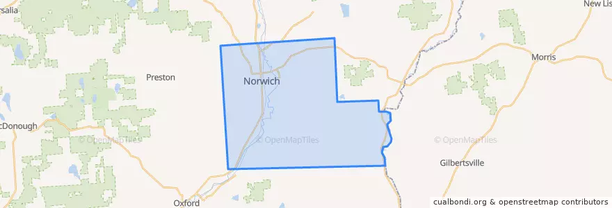 Mapa de ubicacion de Town of Norwich.