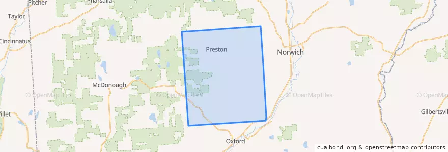 Mapa de ubicacion de Town of Preston.